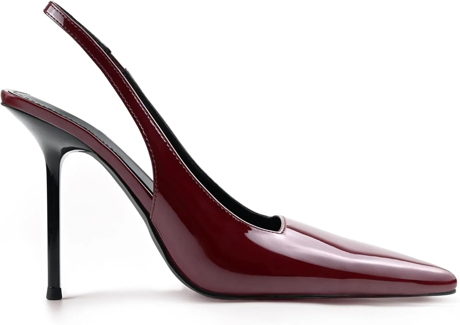 Slingback Heels for Women Pointed Toe Stiletto High Heels Stretch Slip on Backless Patent Leather Fashion Comfortable Dress Pumps Shoes