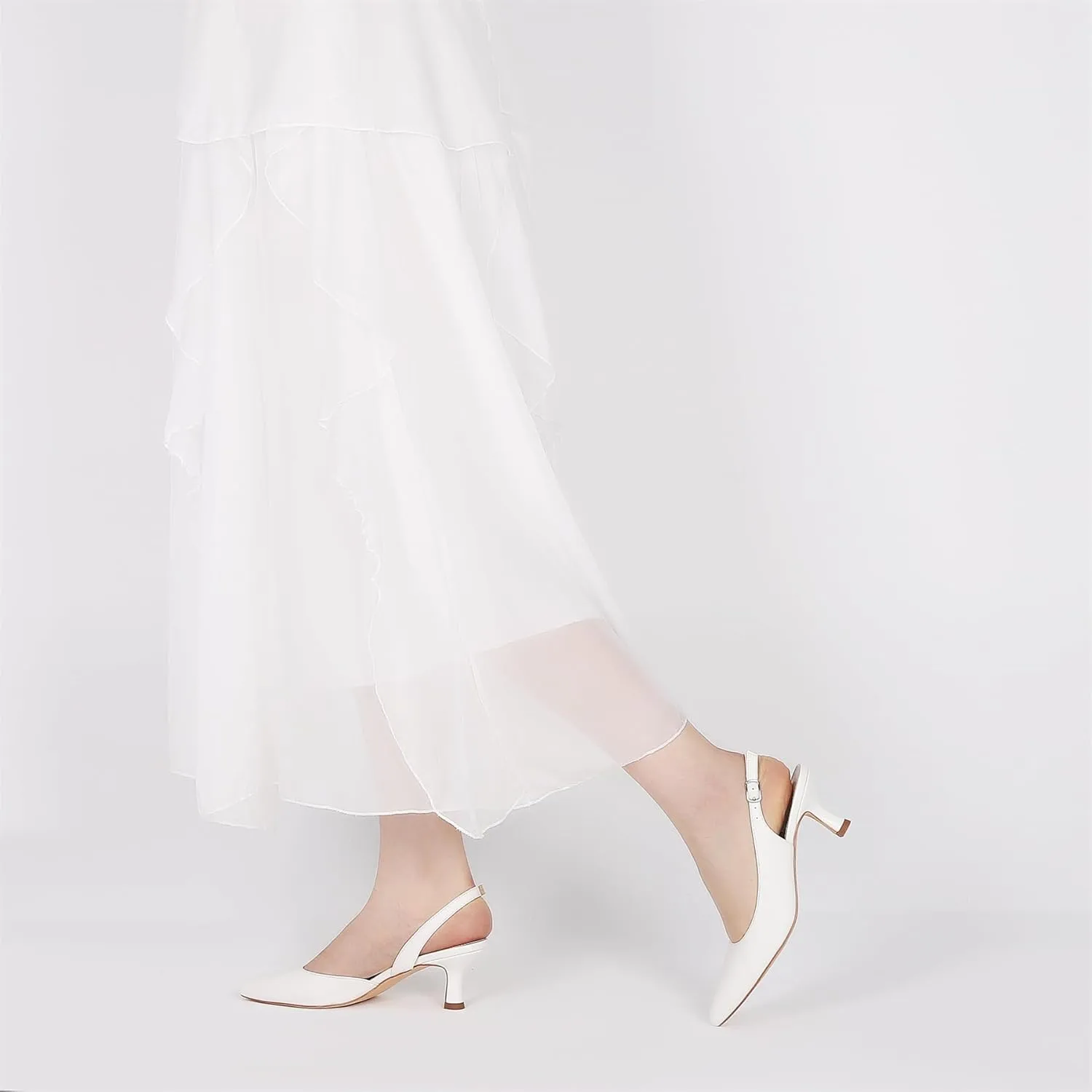 Slingback Kitten Heels Pumps for Women Pointed Toe Wedding Party Dressy Sexy Evening Shoes