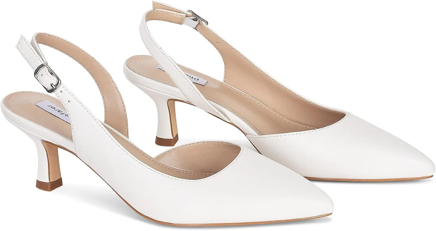 Slingback Kitten Heels Pumps for Women Pointed Toe Wedding Party Dressy Sexy Evening Shoes