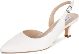 Slingback Kitten Heels Pumps for Women Pointed Toe Wedding Party Dressy Sexy Evening Shoes