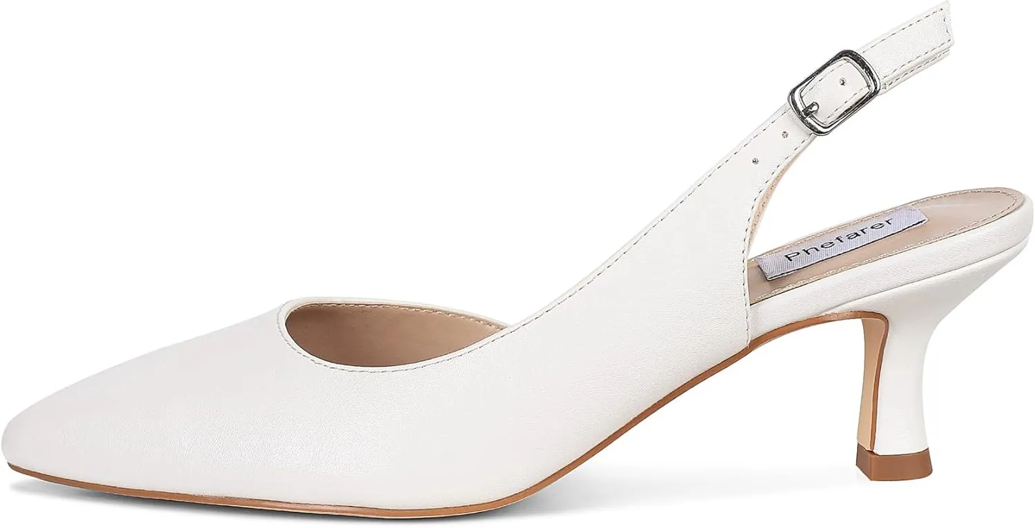 Slingback Kitten Heels Pumps for Women Pointed Toe Wedding Party Dressy Sexy Evening Shoes