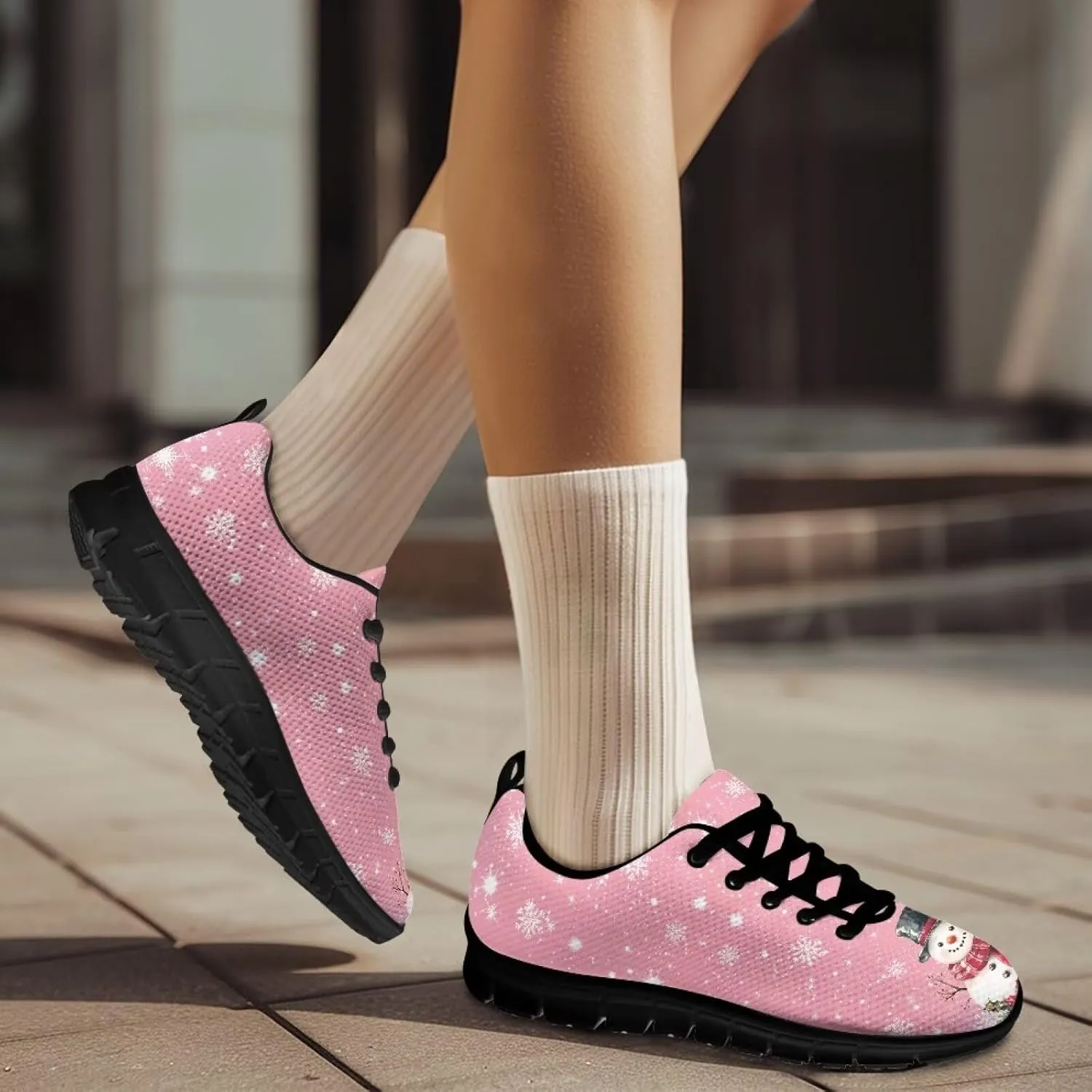Sneakers Women Comfortable Non-Slip Breathable Lace Up Road Running Shoes for Women Tennis Workout Holiday Sneakers US 5-12