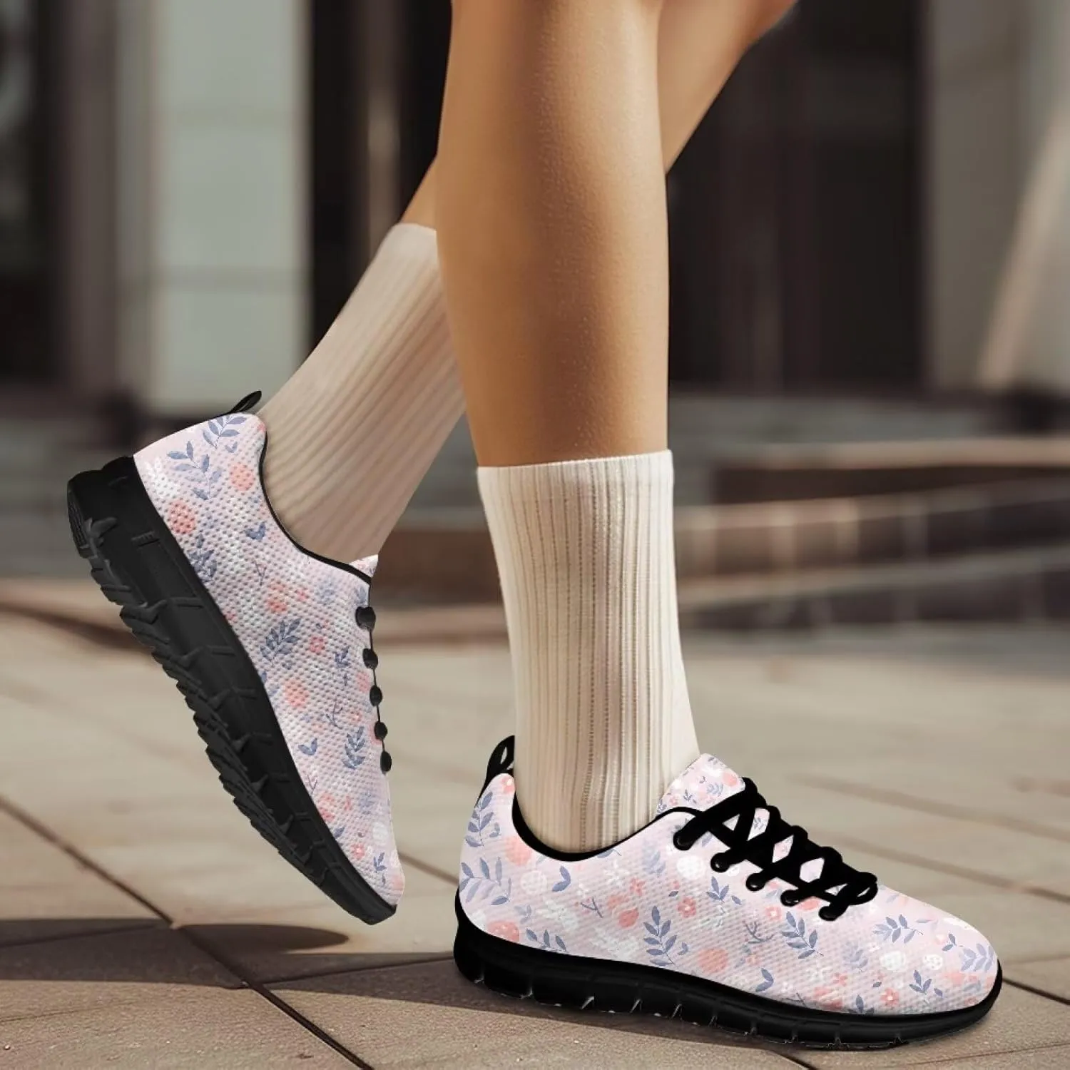 Sneakers Women Comfortable Non-Slip Breathable Lace Up Road Running Shoes for Women Tennis Workout Holiday Sneakers US 5-12