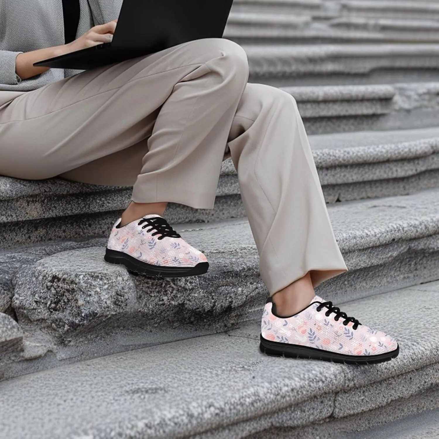 Sneakers Women Comfortable Non-Slip Breathable Lace Up Road Running Shoes for Women Tennis Workout Holiday Sneakers US 5-12