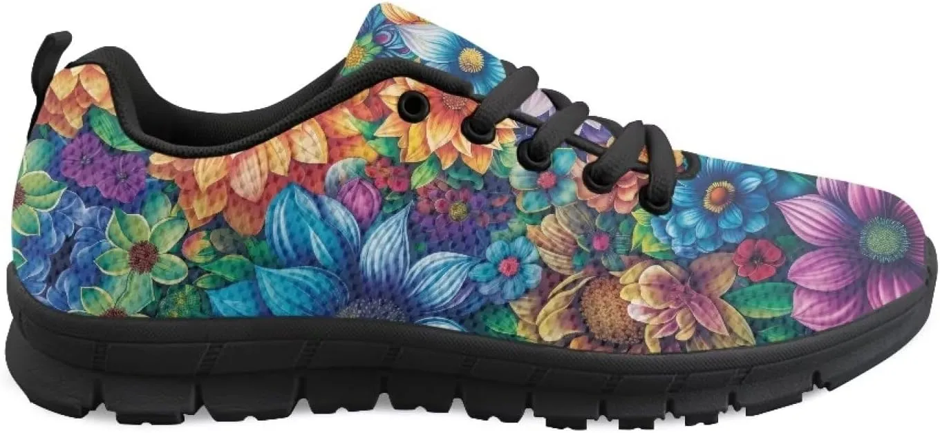 Sneakers Women Print Shoes Flat Comfortable Lace Up Low-Top Running Workout Shoes Women Anti-Slip Sport Outdoor Hiking Sneakers Ladies US 5-12