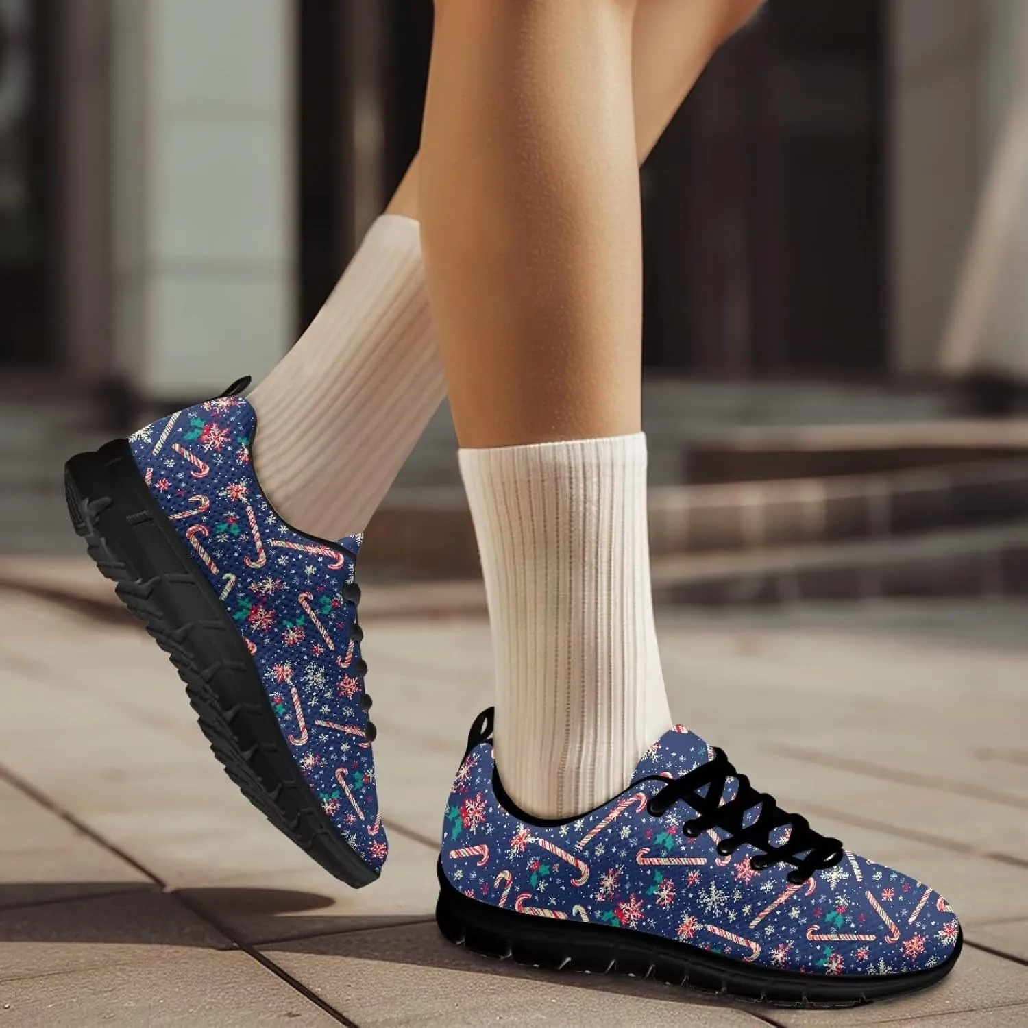 Sneakers Women Print Shoes Flat Comfortable Lace Up Low-Top Running Workout Shoes Women Anti-Slip Sport Outdoor Hiking Sneakers Ladies US 5-12