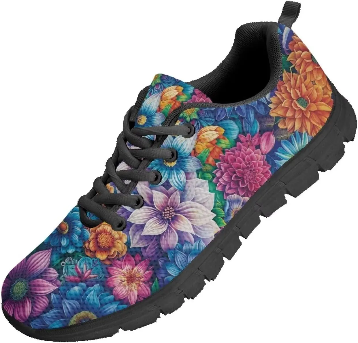 Sneakers Women Print Shoes Flat Comfortable Lace Up Low-Top Running Workout Shoes Women Anti-Slip Sport Outdoor Hiking Sneakers Ladies US 5-12