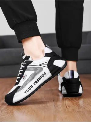 Stylish Men's Sneakers - Elastic Closure Non-Slip Running Shoes, Suitable for Teenagers' Outdoor Training Exercises
