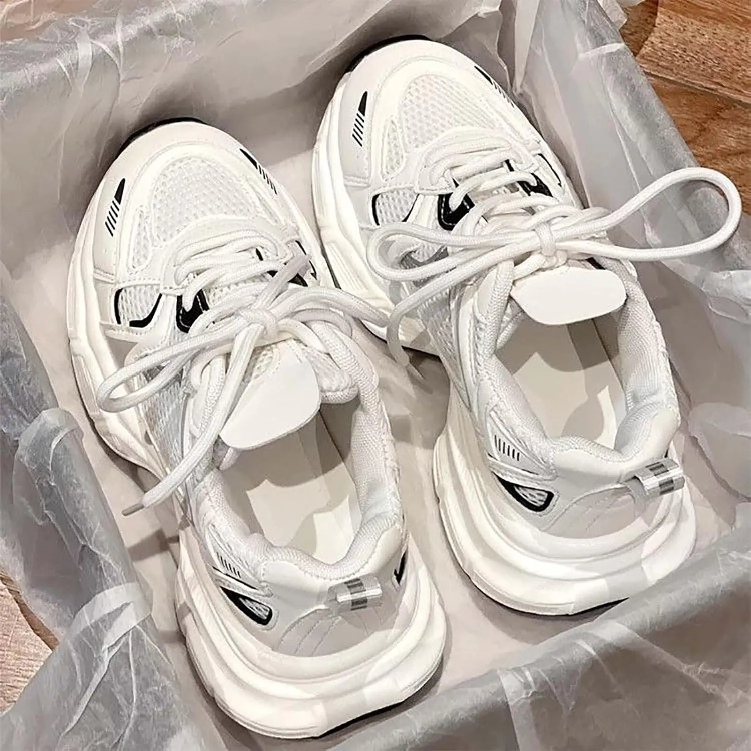 TERBOFIN Women's Mesh Breathable Running Tennis Shoes Platform Fashion Casual Sneakers Daddy Shoes Non Slip Gym Workout Walking Shoes for Girls