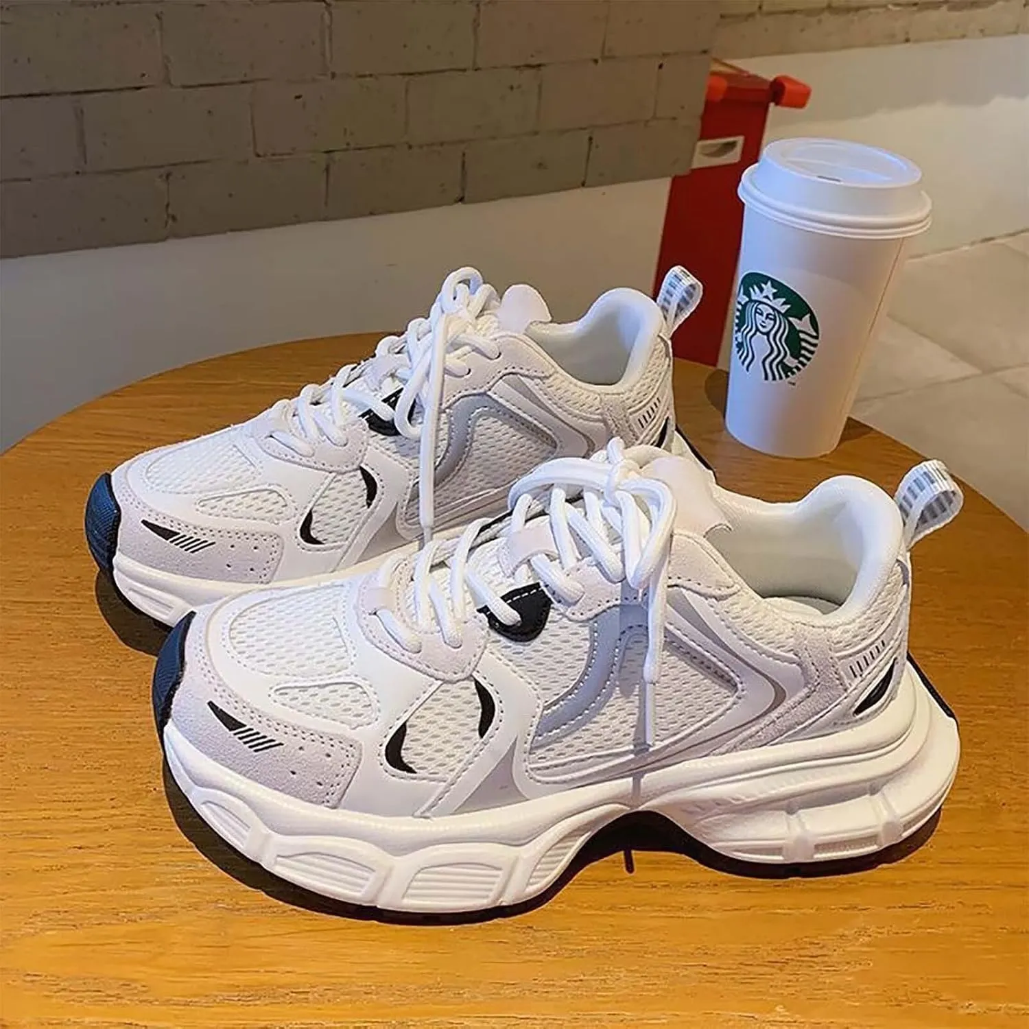 TERBOFIN Women's Mesh Breathable Running Tennis Shoes Platform Fashion Casual Sneakers Daddy Shoes Non Slip Gym Workout Walking Shoes for Girls