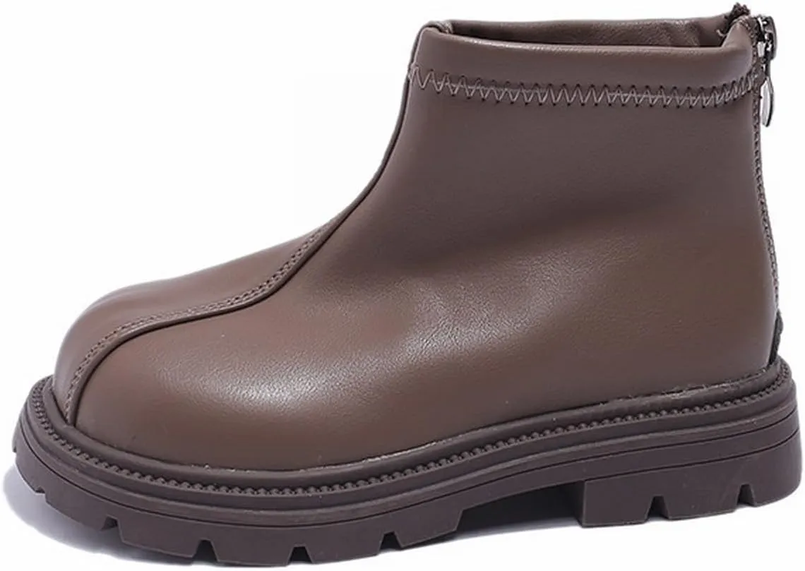 Toddler Girls Zipper Ankle Boots Low Chunky Heel Mary Jane Dress Booties Water-proof Outdoor helsea Boots