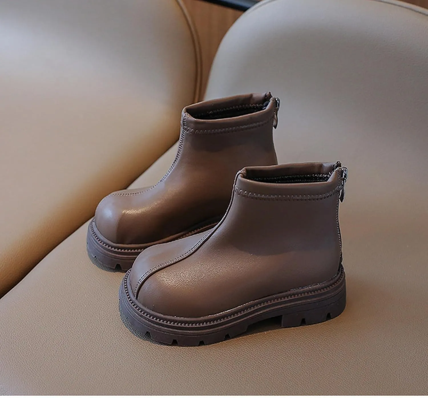 Toddler Girls Zipper Ankle Boots Low Chunky Heel Mary Jane Dress Booties Water-proof Outdoor helsea Boots