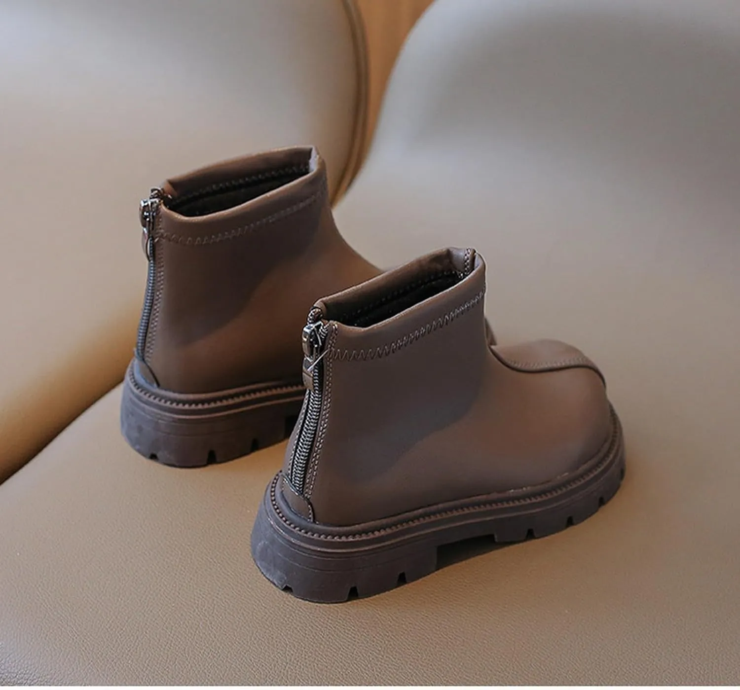 Toddler Girls Zipper Ankle Boots Low Chunky Heel Mary Jane Dress Booties Water-proof Outdoor helsea Boots
