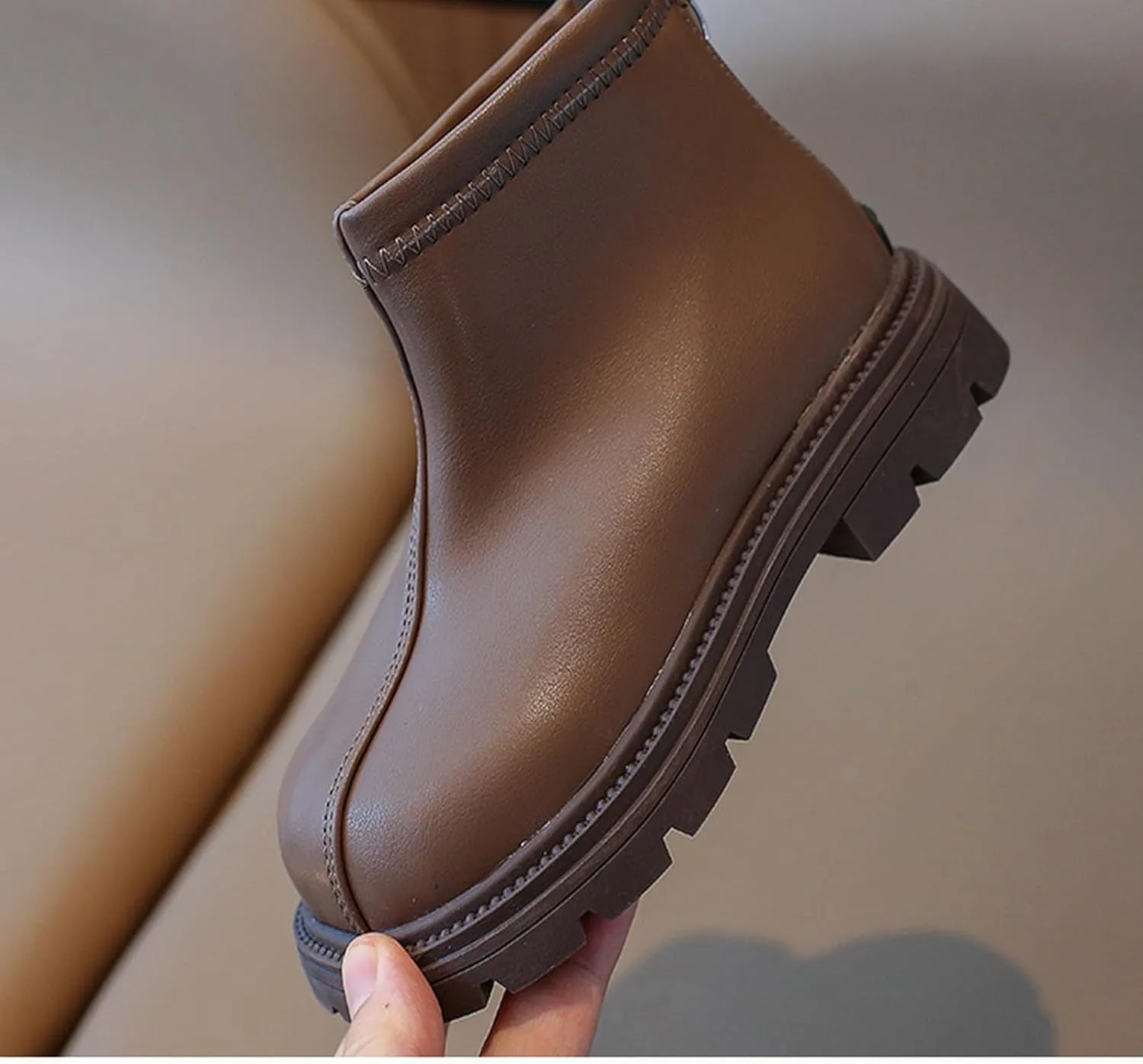 Toddler Girls Zipper Ankle Boots Low Chunky Heel Mary Jane Dress Booties Water-proof Outdoor helsea Boots