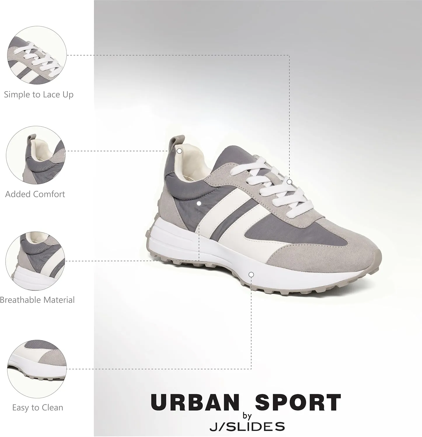 Urban Sport by J/Slides JRDN-Jolie Women's Casual Sneaker | Comfortable Running & Walking Shoes for Women | Stylish Footwear