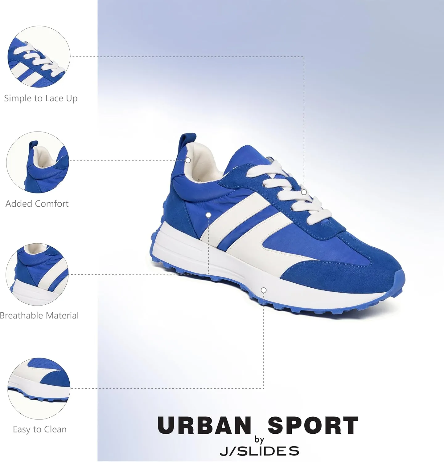 Urban Sport by J/Slides JRDN-Jolie Women's Casual Sneaker | Comfortable Running & Walking Shoes for Women | Stylish Footwear