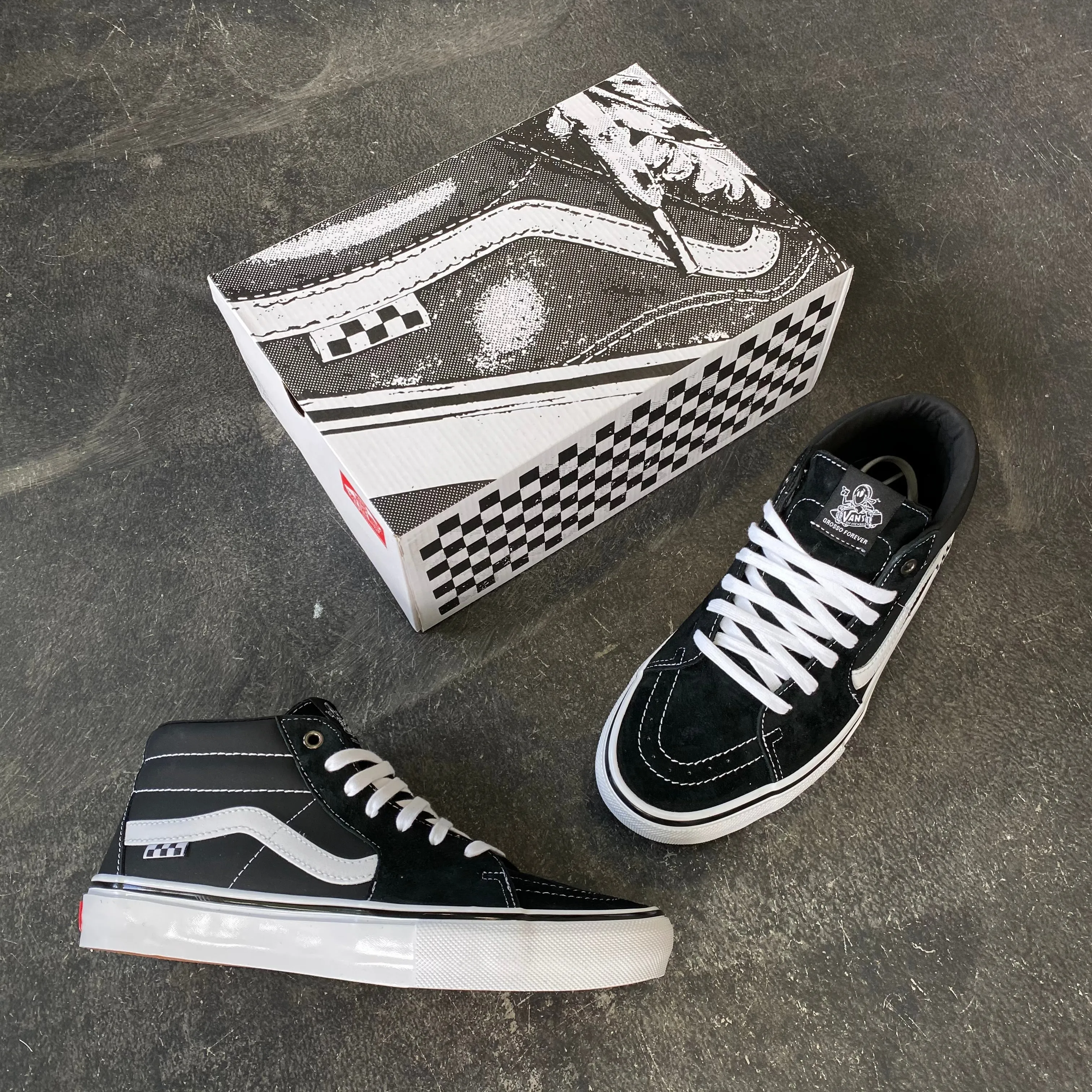 Vans Skate Grosso Mid Black/White/Emo Leather SALE