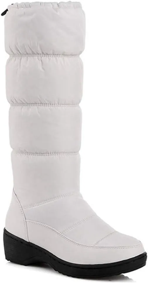 VOKLIN Women's Winter Mid Calf Snow Boots Waterproof Rain Fur Lined Elastic Platform Cold Weather Snow Boot