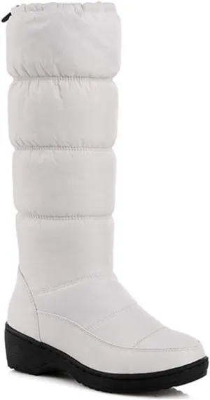 VOKLIN Women's Winter Mid Calf Snow Boots Waterproof Rain Fur Lined Elastic Platform Cold Weather Snow Boot