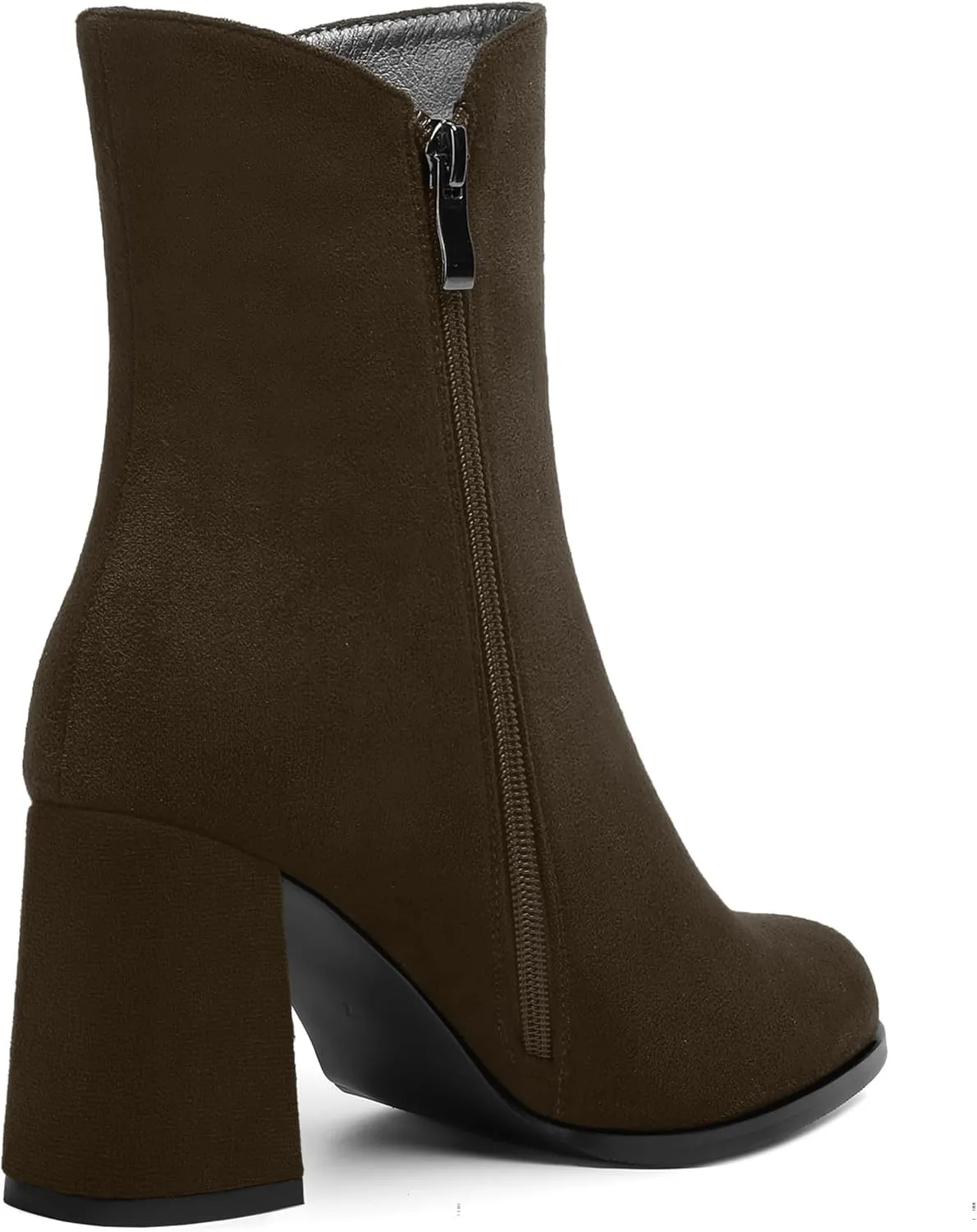 WAYDERNS Womens Dress Round Toe Zip Suede Outdoor Chunky High Heel Ankle High Boots 3.3 Inch
