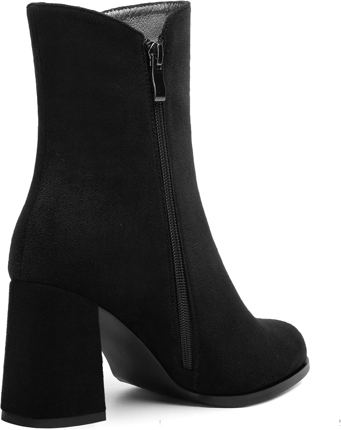 WAYDERNS Womens Dress Round Toe Zip Suede Outdoor Chunky High Heel Ankle High Boots 3.3 Inch