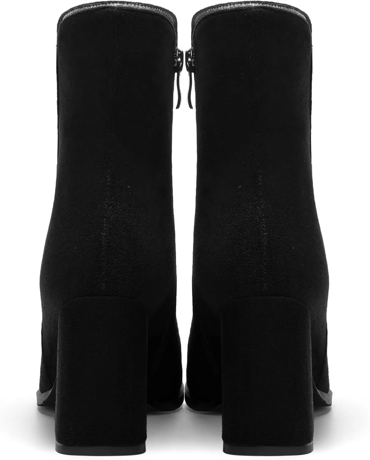 WAYDERNS Womens Dress Round Toe Zip Suede Outdoor Chunky High Heel Ankle High Boots 3.3 Inch