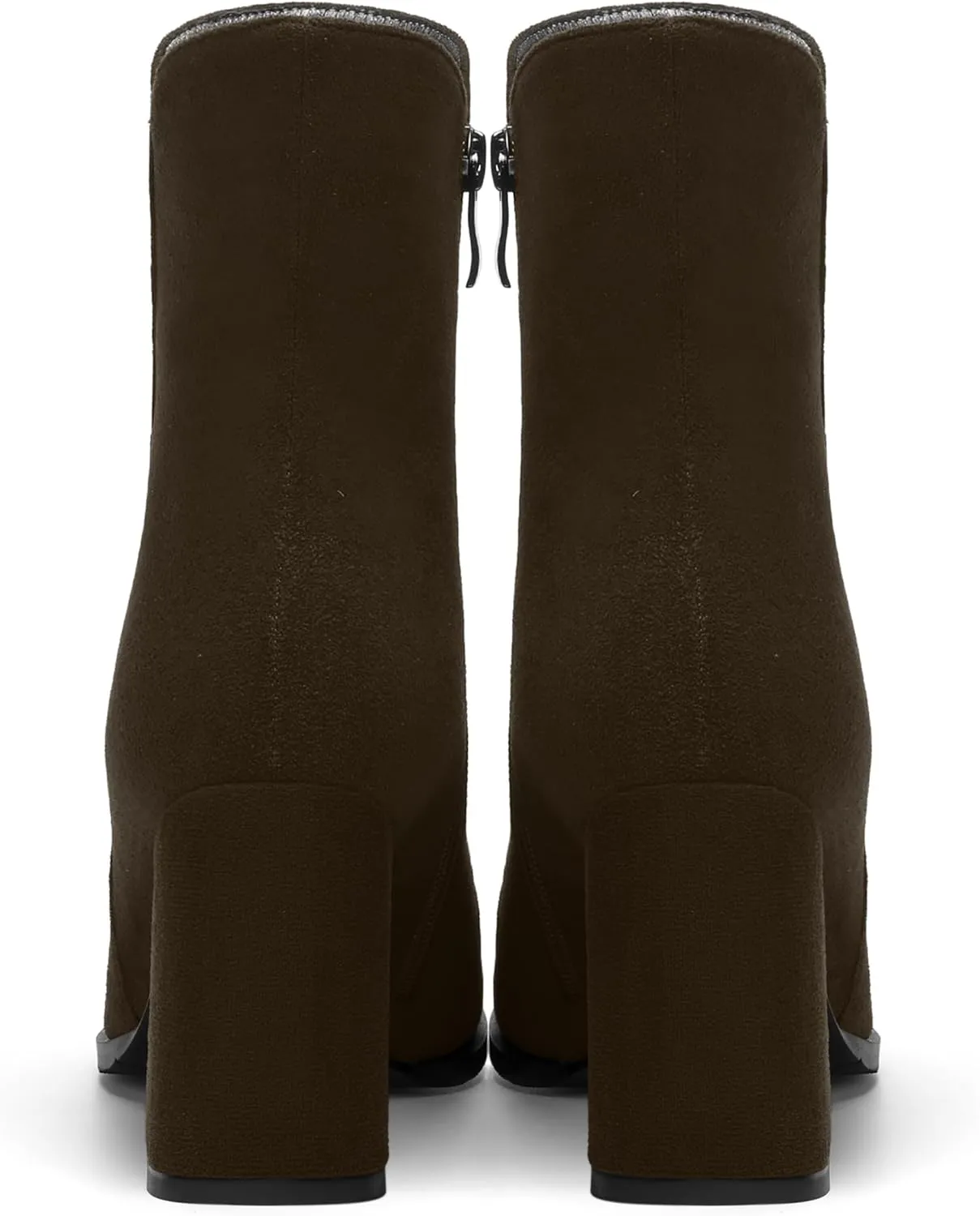 WAYDERNS Womens Dress Round Toe Zip Suede Outdoor Chunky High Heel Ankle High Boots 3.3 Inch