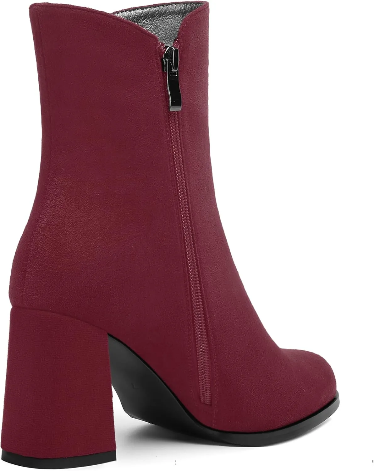 WAYDERNS Womens Dress Round Toe Zip Suede Outdoor Chunky High Heel Ankle High Boots 3.3 Inch