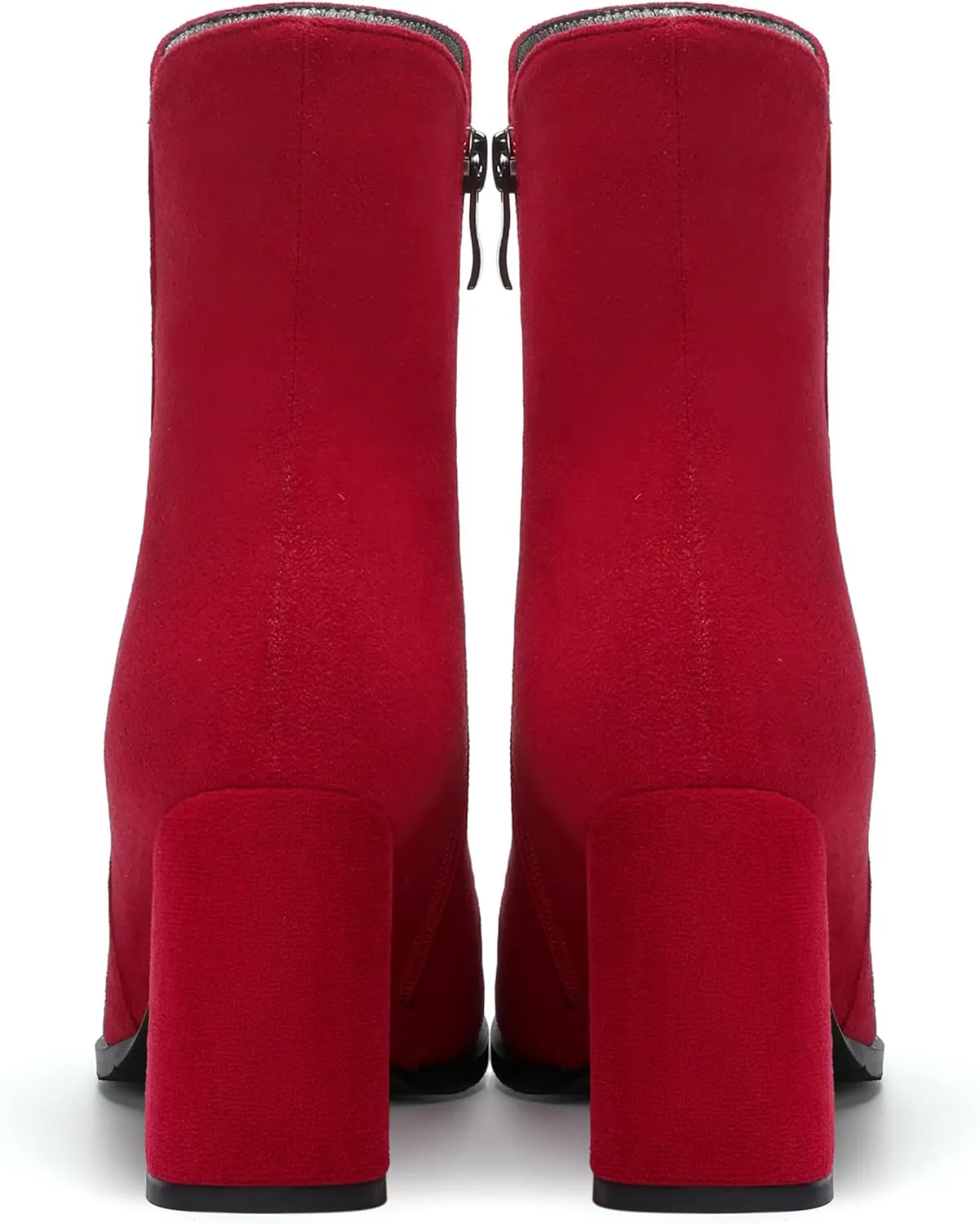 WAYDERNS Womens Dress Round Toe Zip Suede Outdoor Chunky High Heel Ankle High Boots 3.3 Inch
