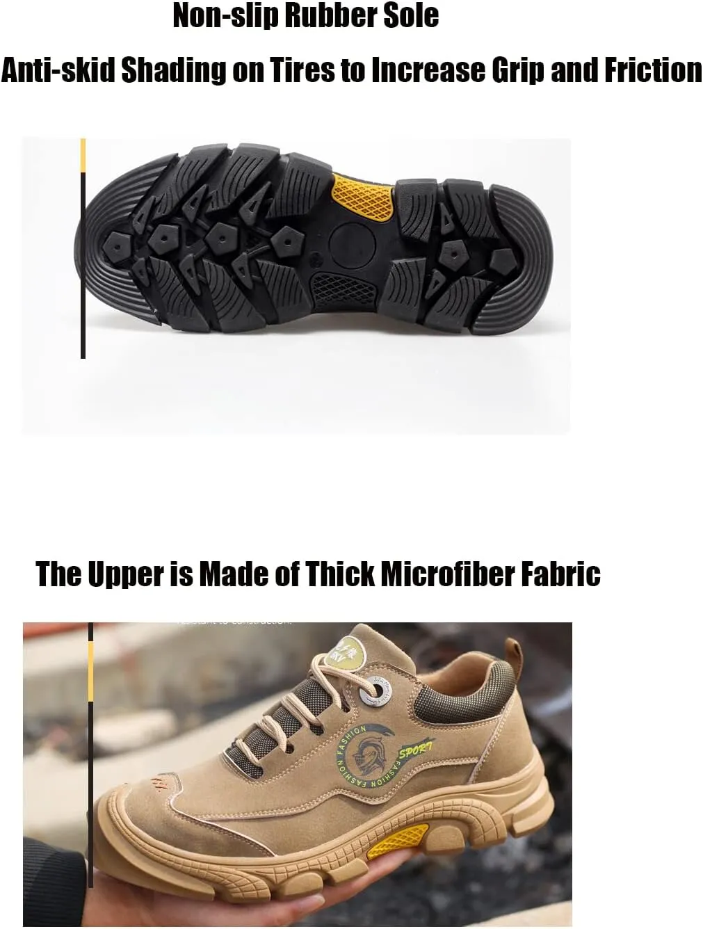 WENOREG Men's Suede Waterproof Hiking Sneakers Outdoor Non-Slip Safety Work Boots Wear-Resistant Steel Toe Sport Shoes for Traing Driving