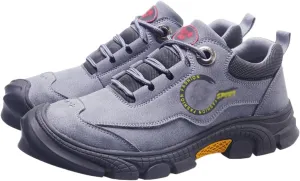 WENOREG Men's Suede Waterproof Hiking Sneakers Outdoor Non-Slip Safety Work Boots Wear-Resistant Steel Toe Sport Shoes for Traing Driving