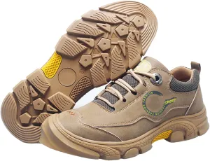 WENOREG Men's Suede Waterproof Hiking Sneakers Outdoor Non-Slip Safety Work Boots Wear-Resistant Steel Toe Sport Shoes for Traing Driving