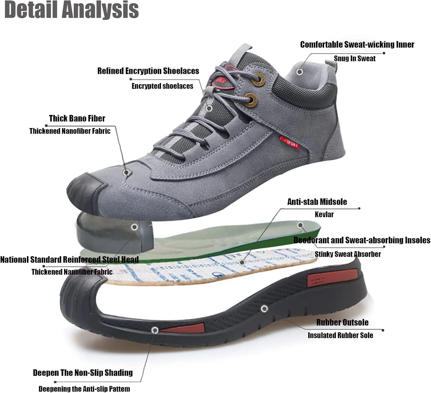 WENOREG Men's Suede Waterproof Hiking Sneakers Outdoor Non-Slip Safety Work Boots Wear-Resistant Steel Toe Sport Shoes for Traing Driving