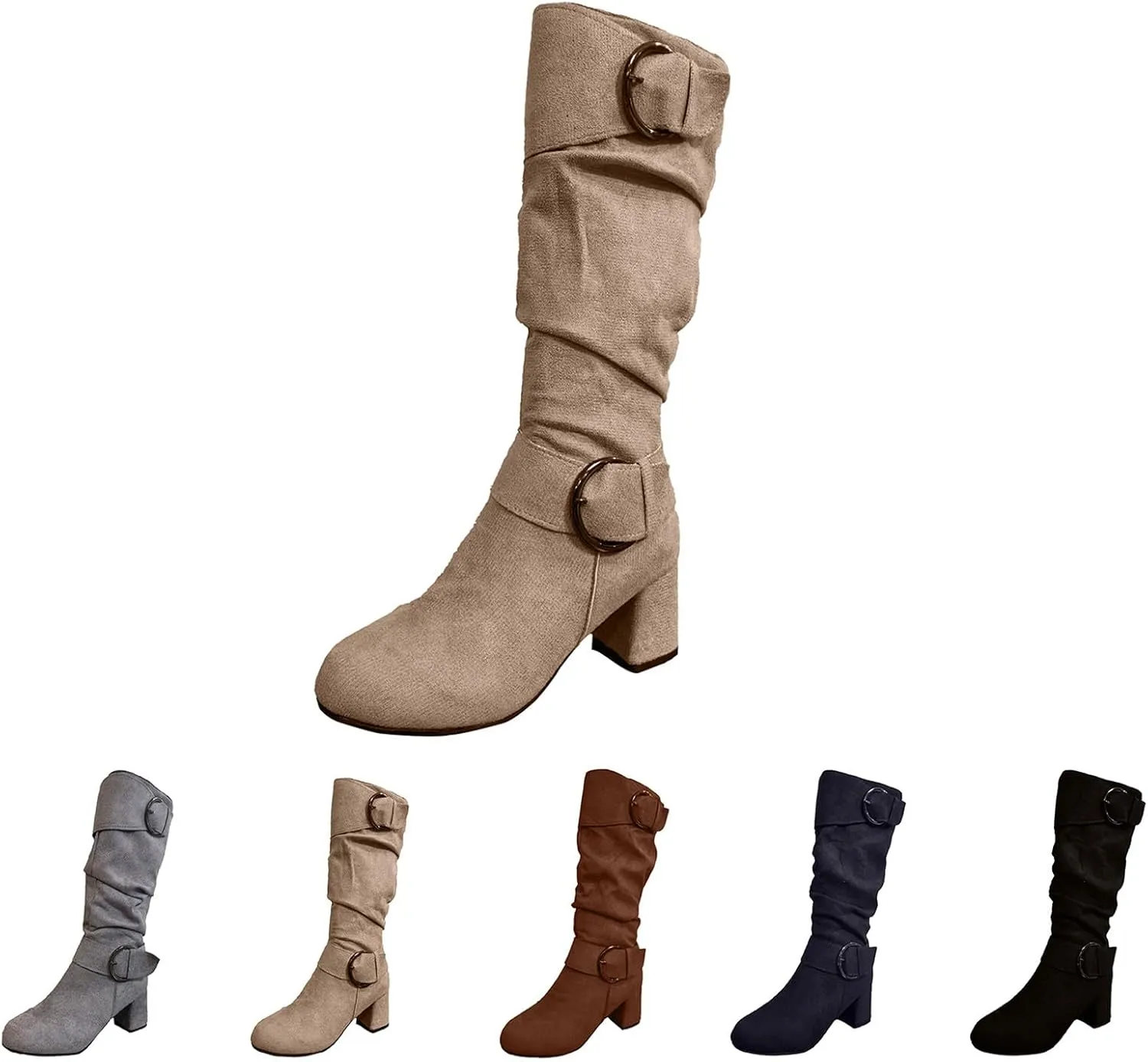 Wide Calf Rain Boots for Women Plus Size Fashion Women Solid Autumn Winter Thick Sole Wedge Boots for Women Wide Calf