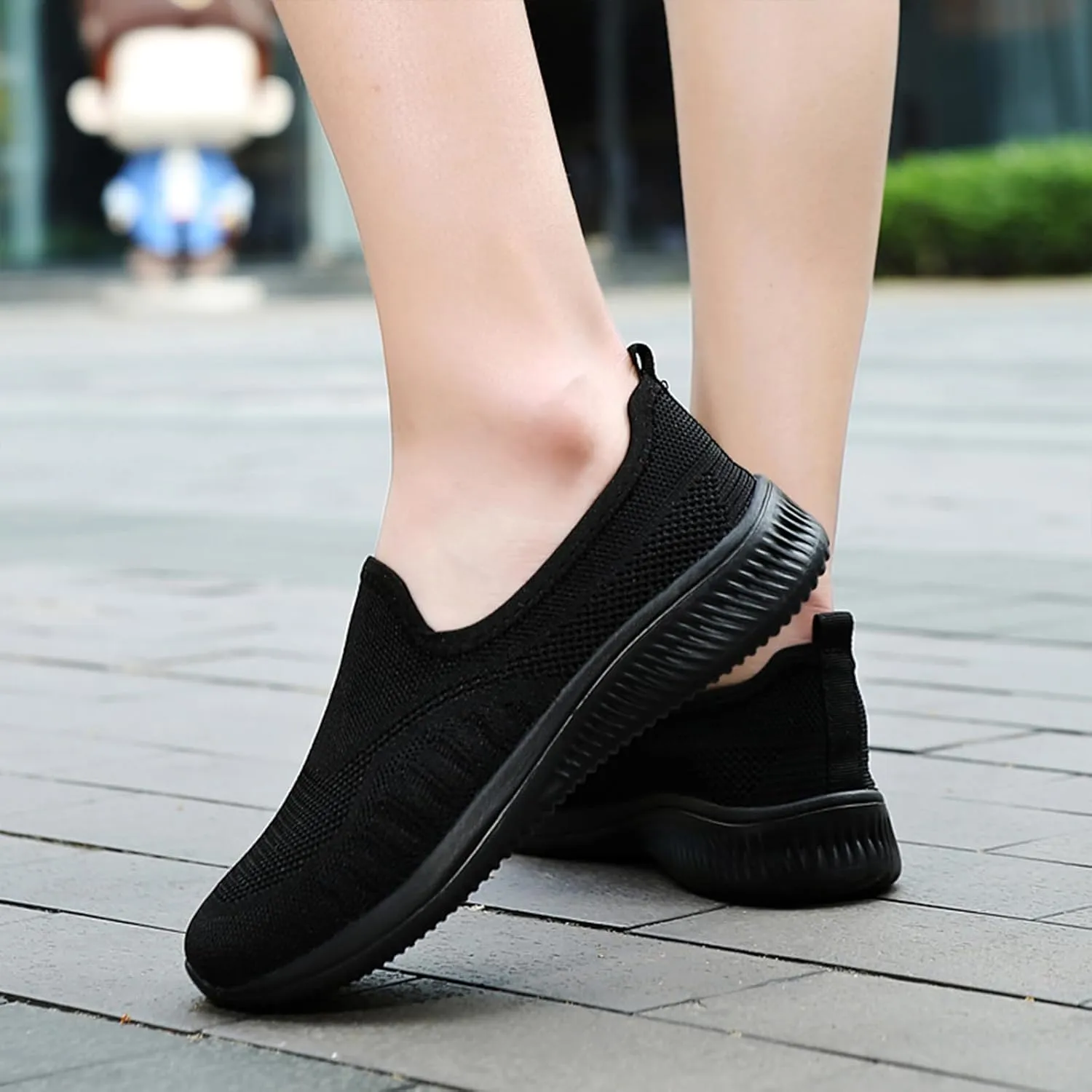 Womens Knitting Platform Orthopedic Sneakers Comfor Non Slip Out Increase Height Casual Walking Shoes Fashionable Slip-On Mom Shoes Anti Slip Breathable Nurse Work Shoes