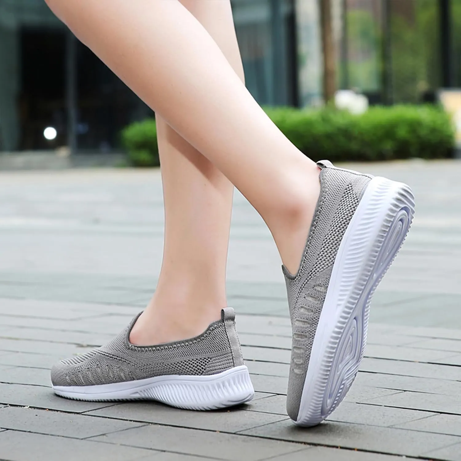 Womens Knitting Platform Orthopedic Sneakers Comfor Non Slip Out Increase Height Casual Walking Shoes Fashionable Slip-On Mom Shoes Anti Slip Breathable Nurse Work Shoes