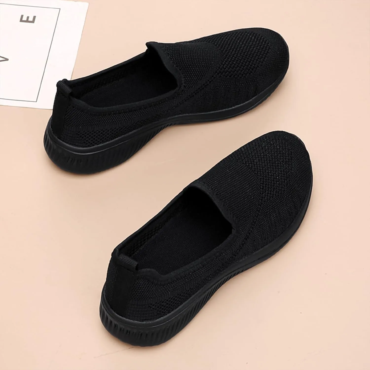 Womens Knitting Platform Orthopedic Sneakers Comfor Non Slip Out Increase Height Casual Walking Shoes Fashionable Slip-On Mom Shoes Anti Slip Breathable Nurse Work Shoes