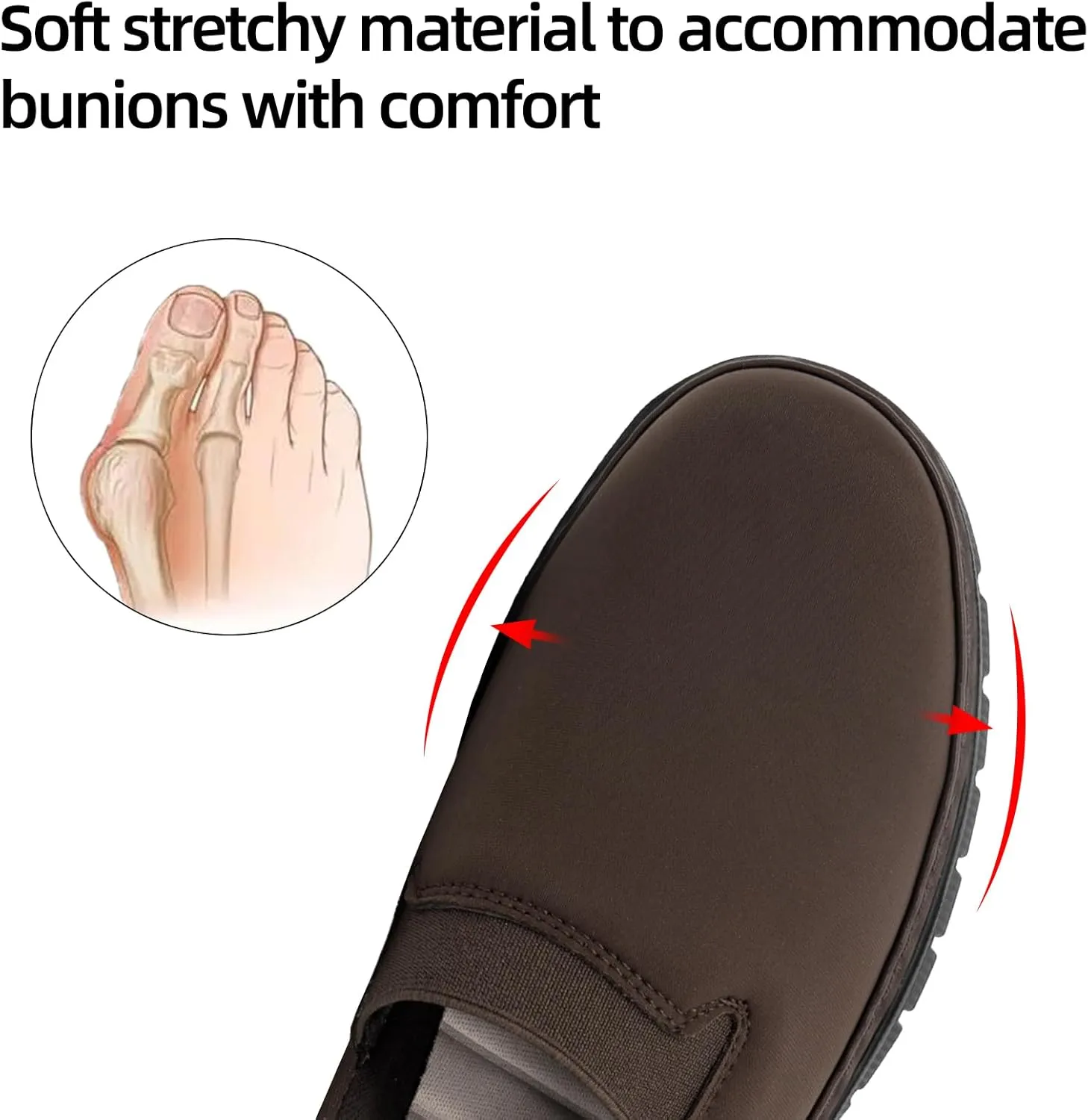 Womens Orthopedic Loafers Round Toe Comfortable Slip-on Bunions Work Shoes Stretchy Walking Orthotic Shoes with Arch Support