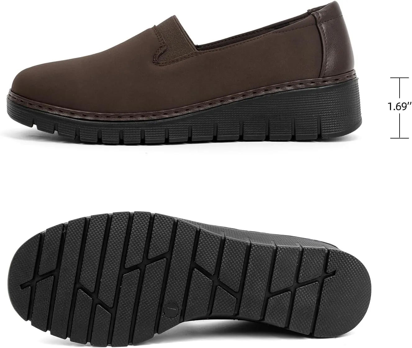 Womens Orthopedic Loafers Round Toe Comfortable Slip-on Bunions Work Shoes Stretchy Walking Orthotic Shoes with Arch Support