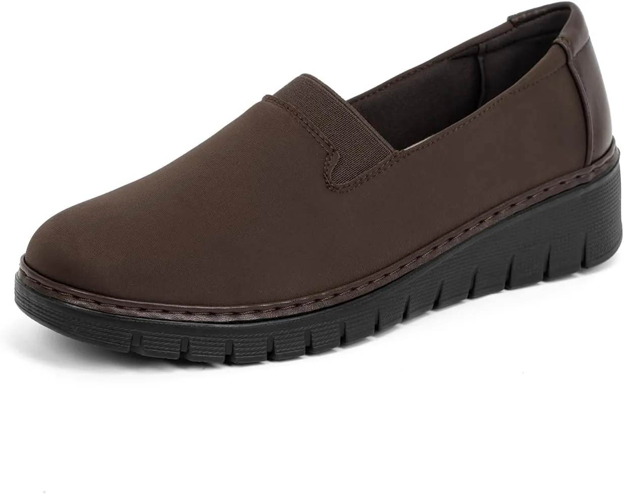 Womens Orthopedic Loafers Round Toe Comfortable Slip-on Bunions Work Shoes Stretchy Walking Orthotic Shoes with Arch Support