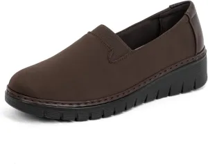 Womens Orthopedic Loafers Round Toe Comfortable Slip-on Bunions Work Shoes Stretchy Walking Orthotic Shoes with Arch Support