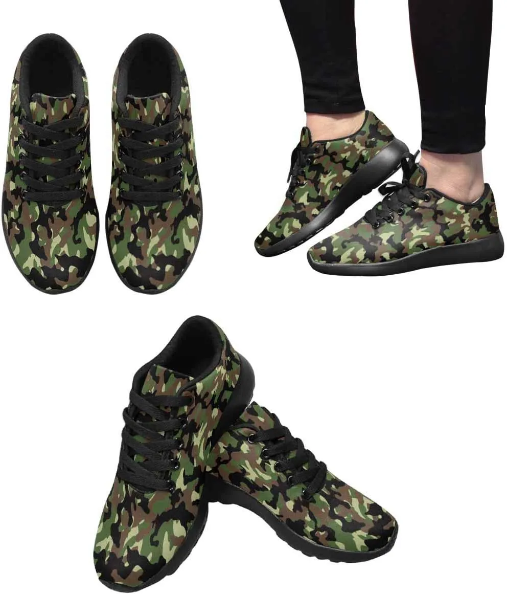 Women's Running Shoes - Casual Breathable Athletic Tennis Sneakers Fashionable Camouflage Pattern, Millatry Print