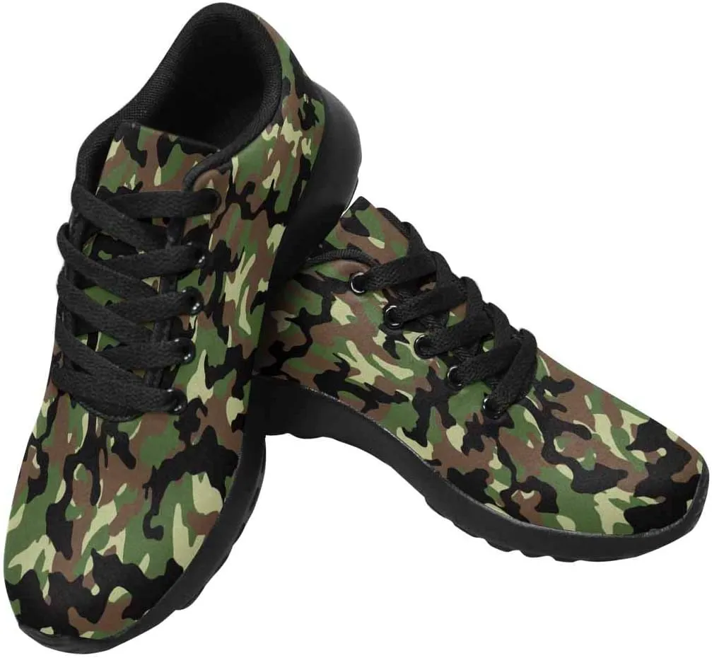 Women's Running Shoes - Casual Breathable Athletic Tennis Sneakers Fashionable Camouflage Pattern, Millatry Print