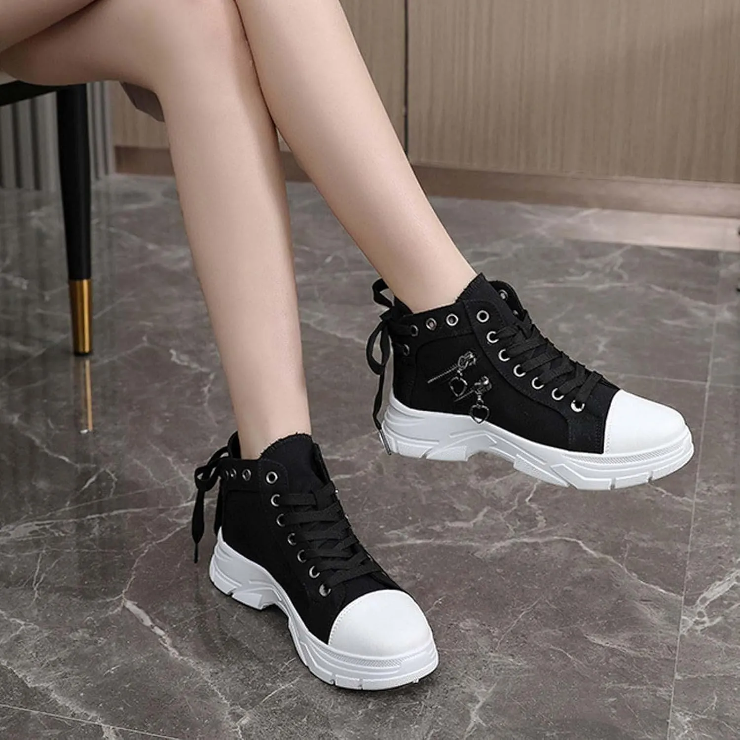 Women's Walking Shoes Fashionable Thick Sole Heightening Casual Shoes Non Slip Gym Workout Shoes Sneakers