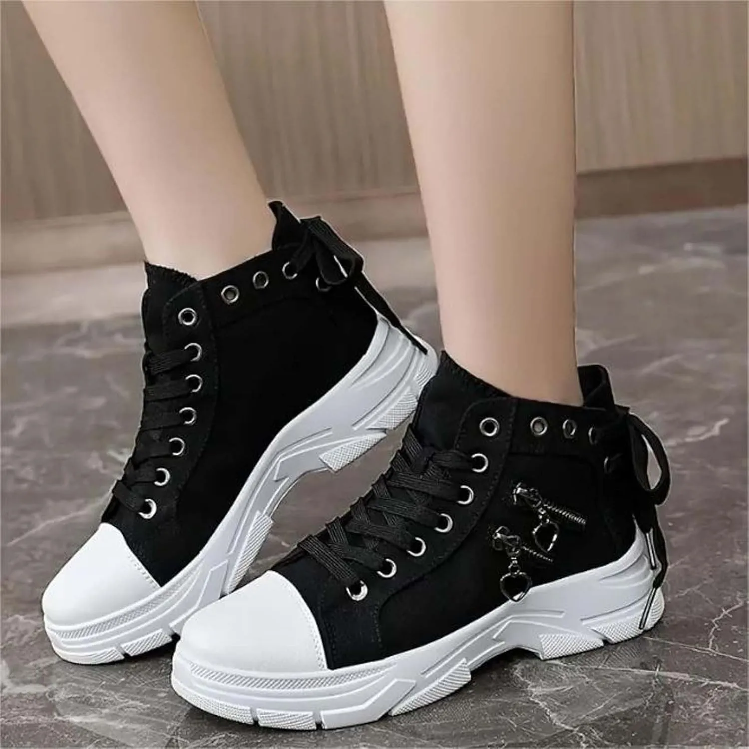 Women's Walking Shoes Fashionable Thick Sole Heightening Casual Shoes Non Slip Gym Workout Shoes Sneakers