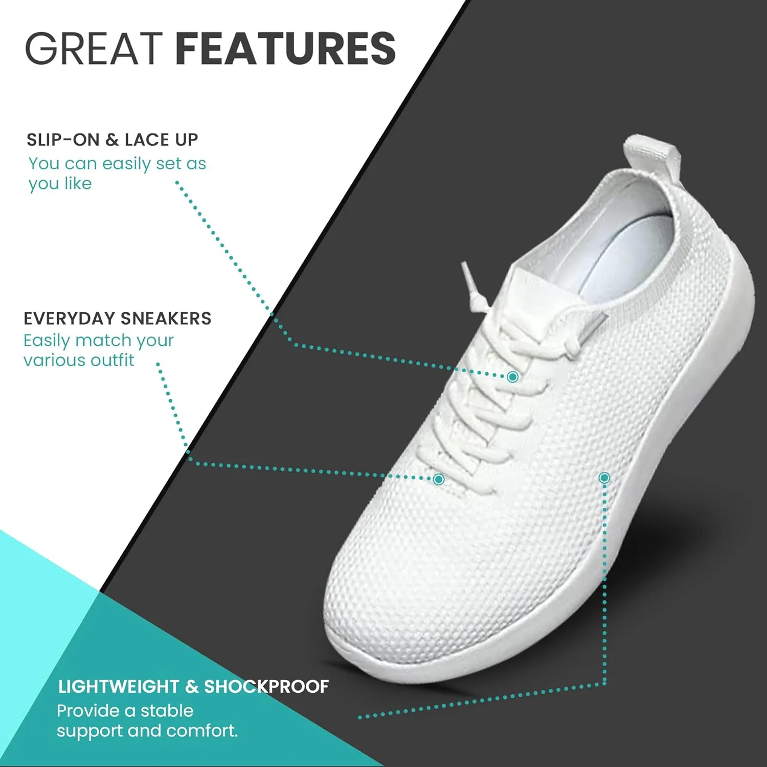 Womens Walking Shoes | Slip On Sneakers for Women |Comfy Tennis Running Shoes | Lightweight and Breathable