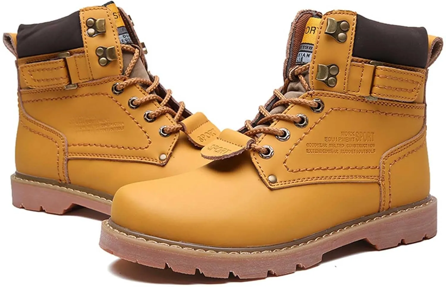 Work Boots for Men Composite Hiking Sneakers Warm Fur Lined Women's Safety Toe Shoes Business Casual Waterproof Outdoor Shoes Leather Comfortable Hike Grounded Footwear