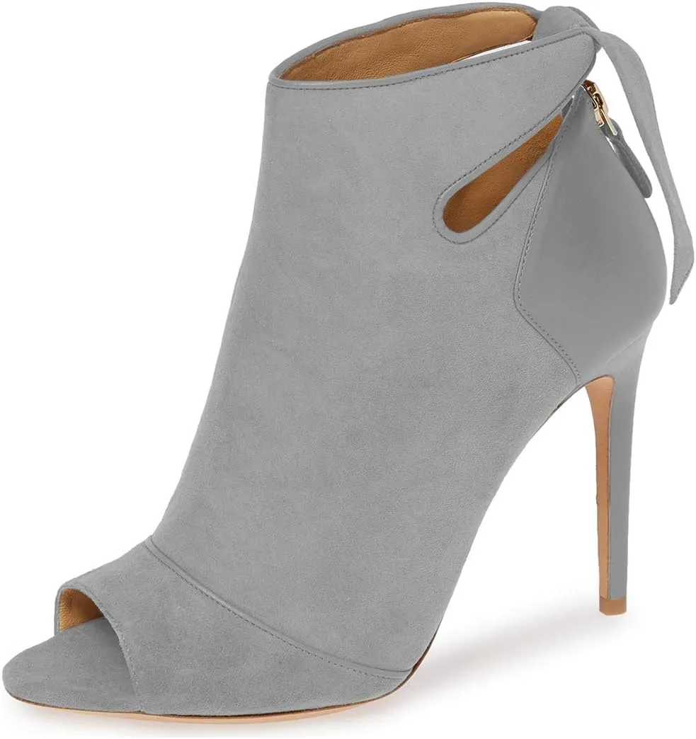 YDN Women High Heel Ankle Boots Chic Open Peep Toe Cut Out Bow Tie Stiletto Booties Shoes Size 4-16 US