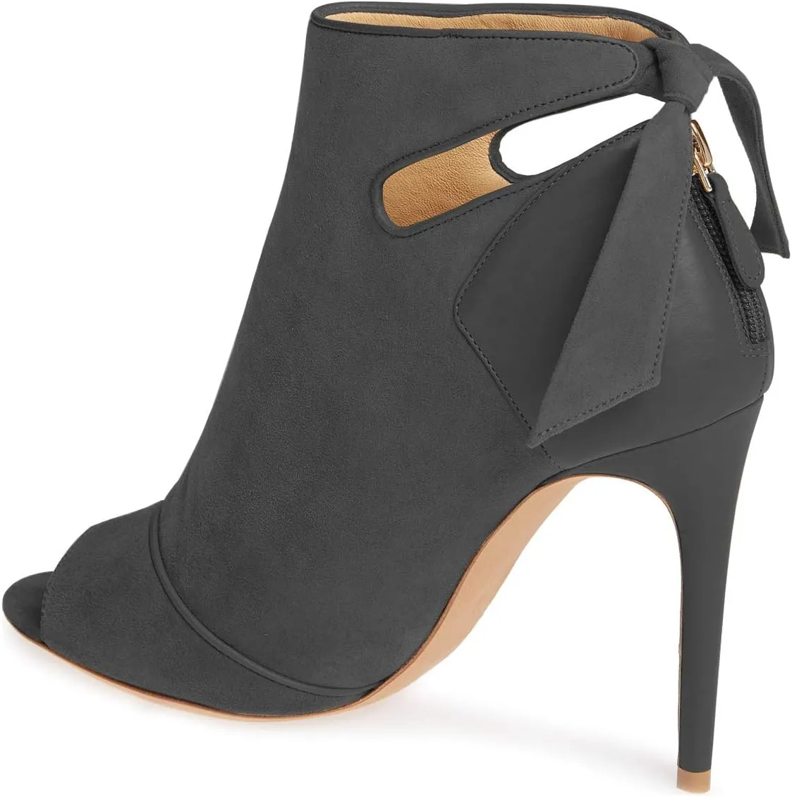 YDN Women High Heel Ankle Boots Chic Open Peep Toe Cut Out Bow Tie Stiletto Booties Shoes Size 4-16 US