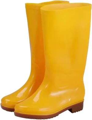 Yellow Mid-Calf Waterproof Rain Boots For Women, Lightweight Garden Shoes, Fashionable Outdoor Footwear For Cleaning And Gardening